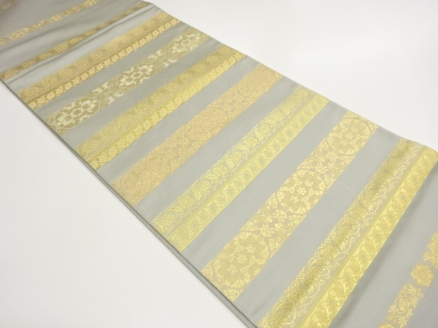 JAPANESE FUKURO OBI / PLANT DYES / GOLD FOIL / WOVEN FLOWER ARABESQUE